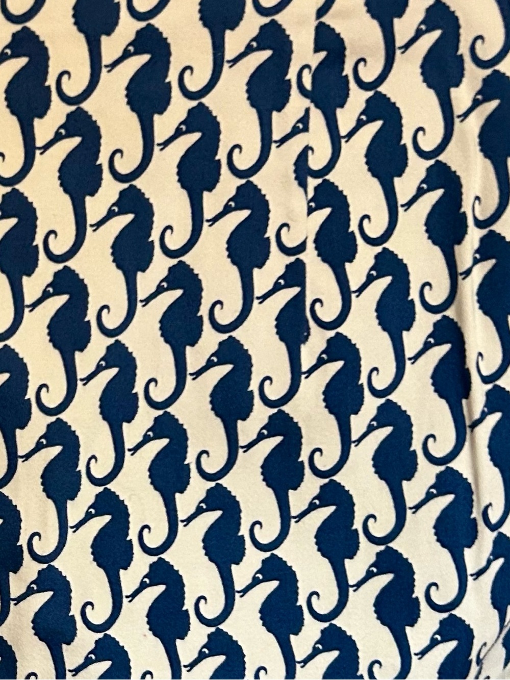 J. Crew White Mini Skirt with Navy Seahorse Pattern